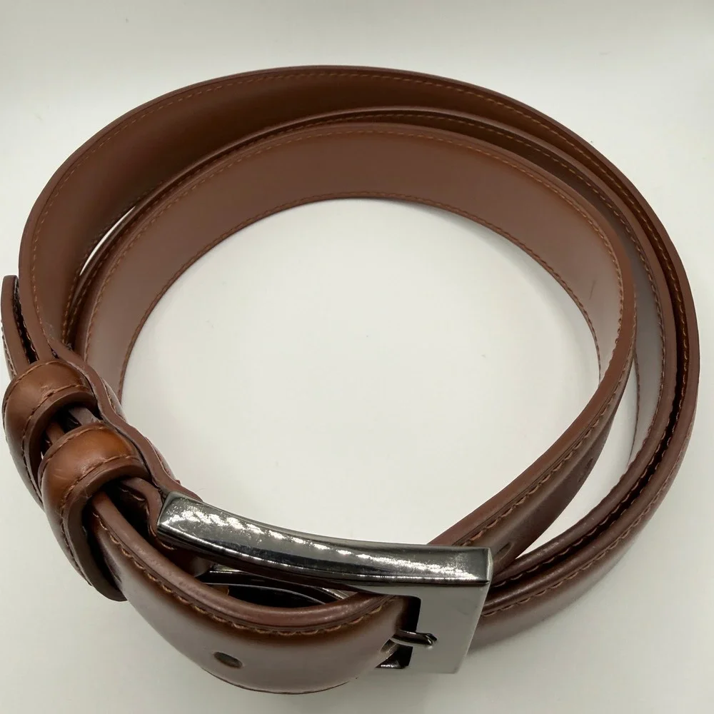 Mio Marino Belt Mens 56 Brown Genuine Leather Dress Buckle Formal Classic Dressy